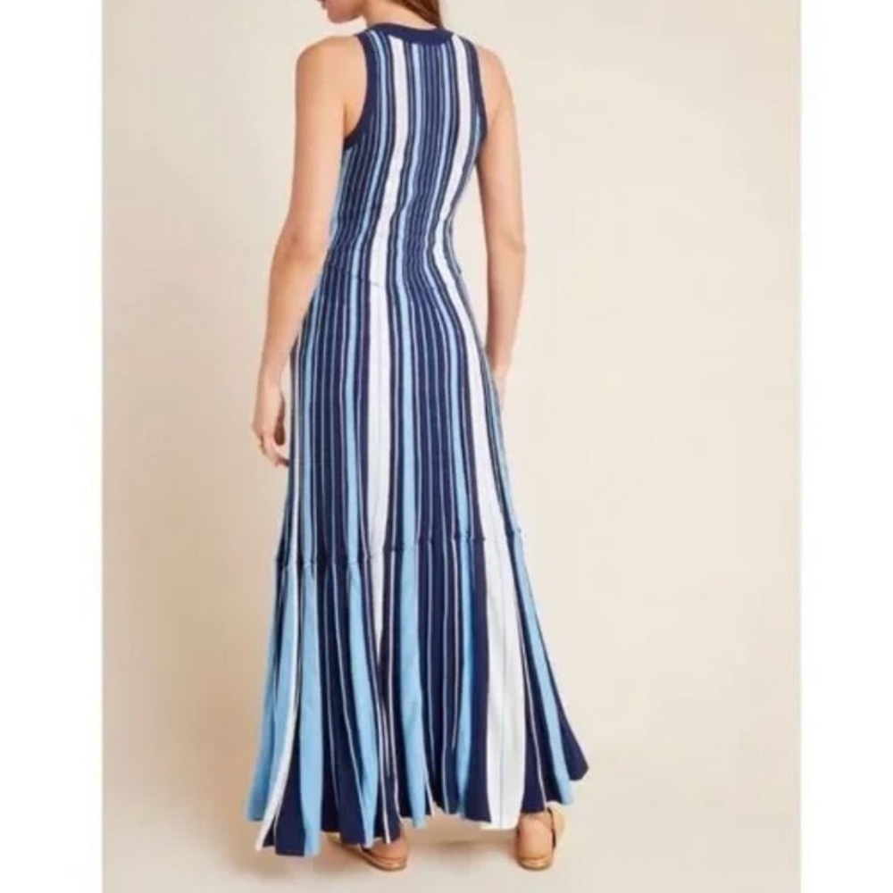 Anthropologie Maeve Lisanne Knit Maxi Dress Blue White Vertical Stripe Size S - Picture 7 of 14